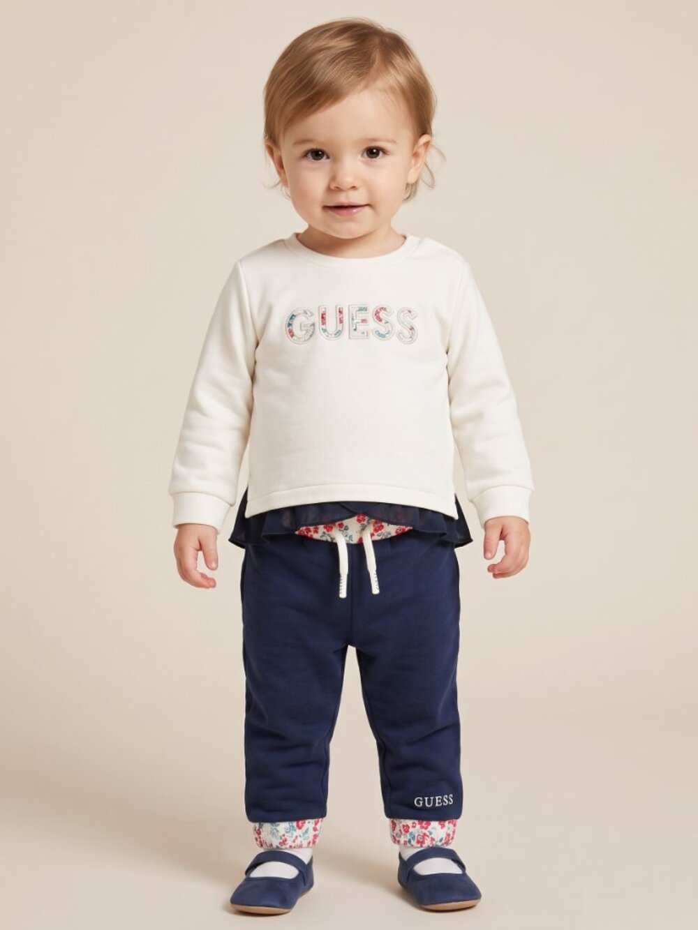 NWT GUESS Baby Girl Floral Logo Sweatshirt & Joggers Set 6-9 Months